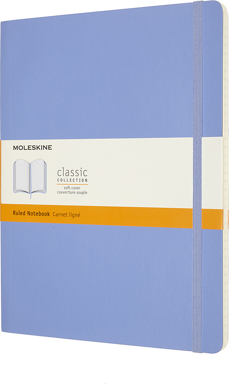 Piezīmju bloks Moleskine mīkstos vākos līniju zils XL