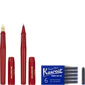 Pióro wieczne i długopis Moleskine & Kaweco czerwone z 6 nabojami 9 el.