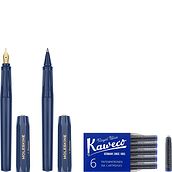 Pióro wieczne i długopis Moleskine & Kaweco niebieskie z 6 nabojami 9 el.