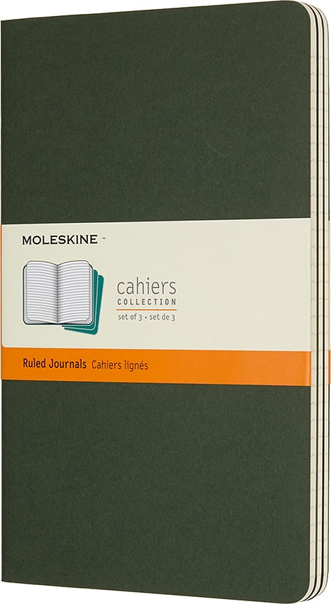 Sąsiuviniai su linijomis Moleskine Cahier miško žalios spalvos L 3 vnt.