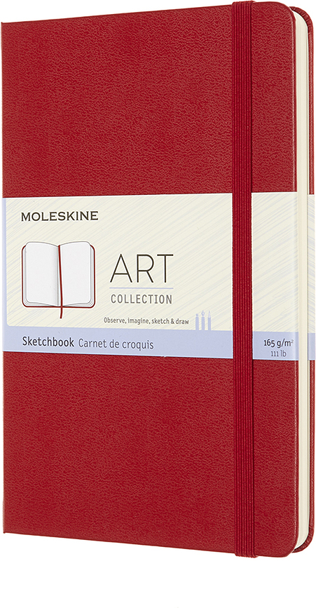 Skicář Moleskine 165 g/m² tvrdá vazba M 88 stran červený