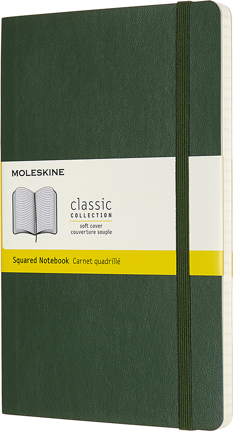 Štvorčekový zápisník Moleskine mäkká väzba L 192 strán lesná zeleň