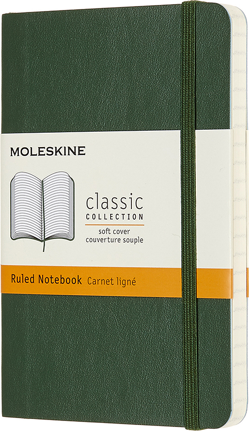 Užrašų knygelė linijomis Moleskine su minkštu viršeliu miško žalios spalvos P