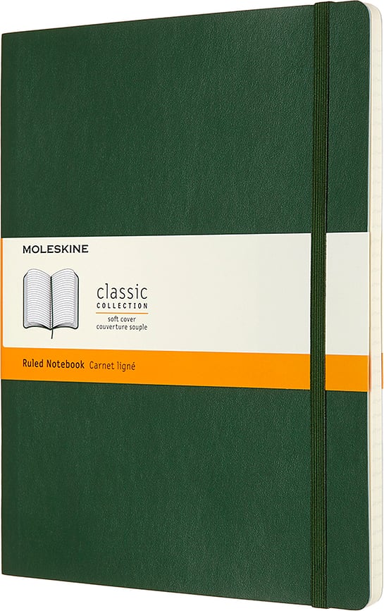 Užrašų knygelė Moleskine Classic su virvele su minkštu viršeliu miško žalios spalvos XL 192 puslapiai