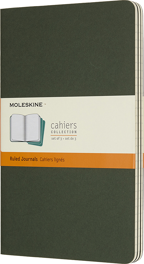 Зошити в лінію Moleskine Cahier L, лісова зелень, 3 шт.