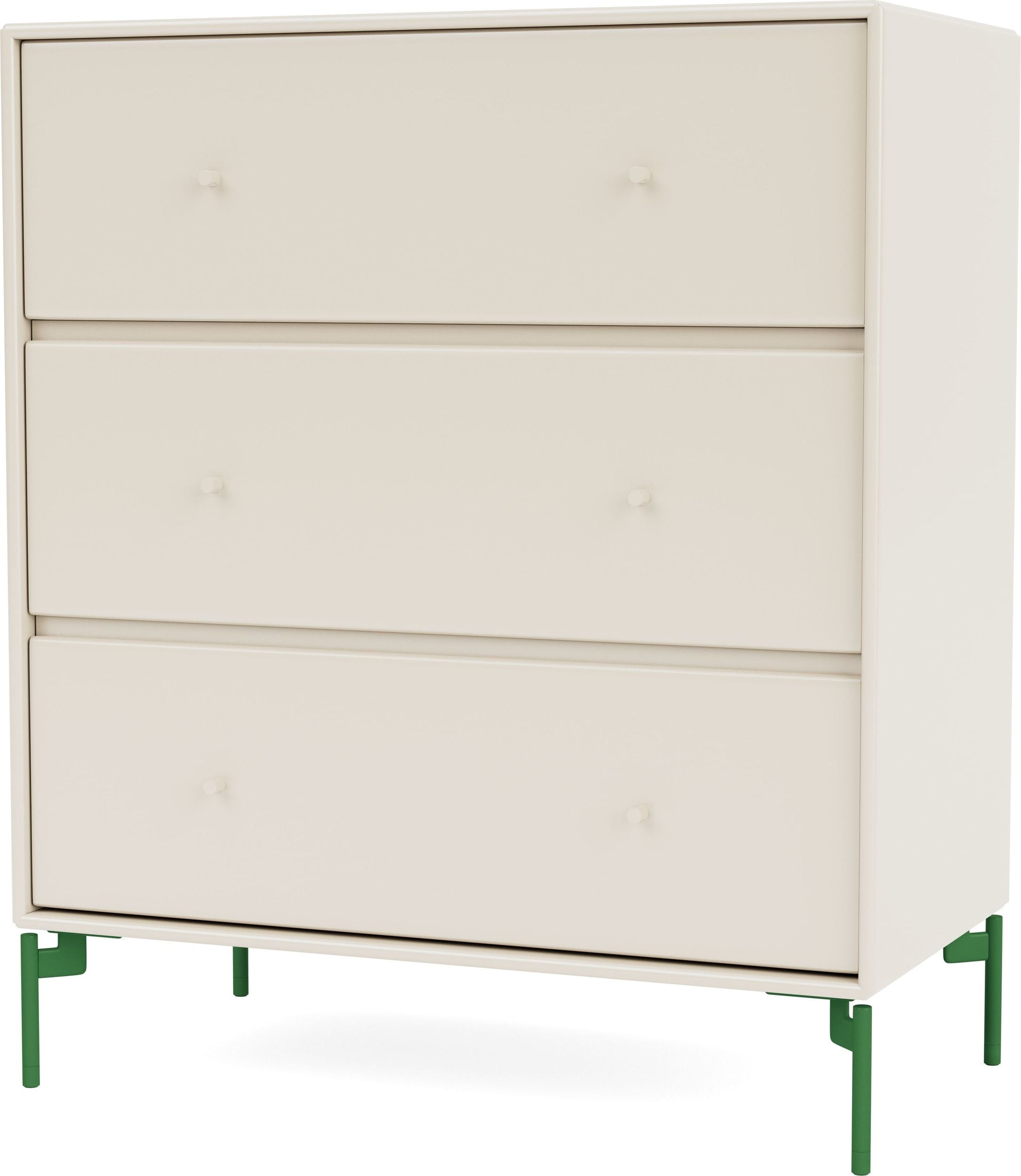 Carry Kommode hellbeige auf grünen Beinen