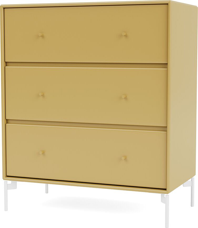Carry Kommode senffarbig auf weißen Beinen