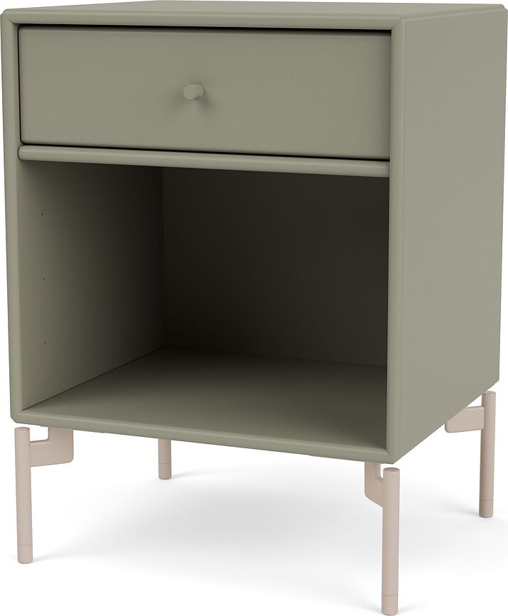 Dream Nachtschrank braungrün auf beigen Beinen