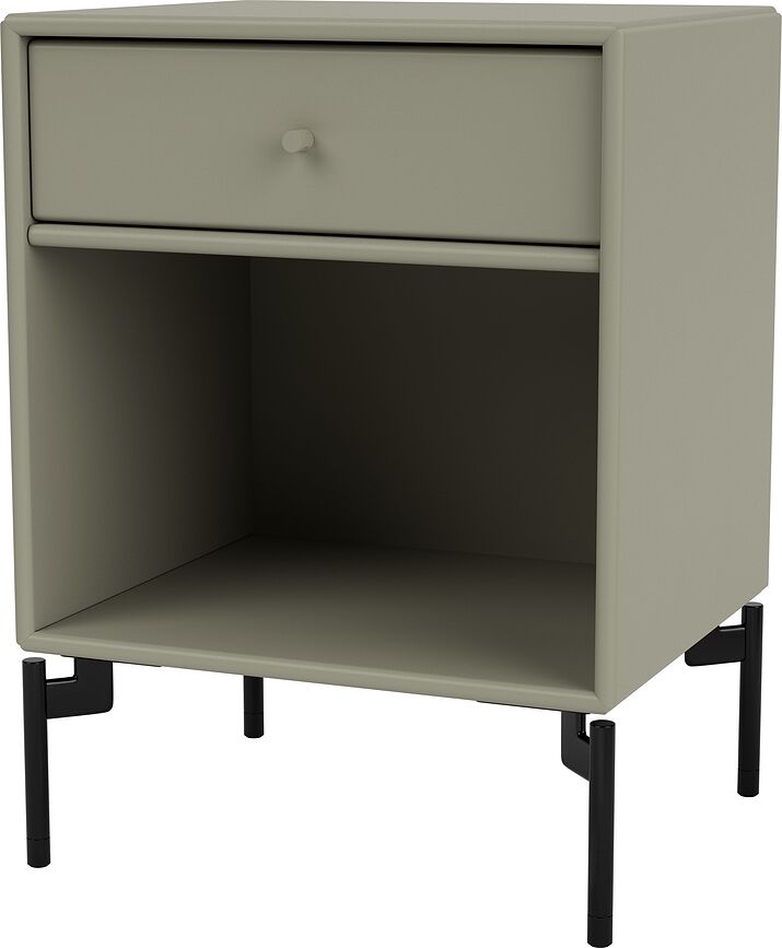 Dream Nachtschrank braungrün mit schwarzen Beinen