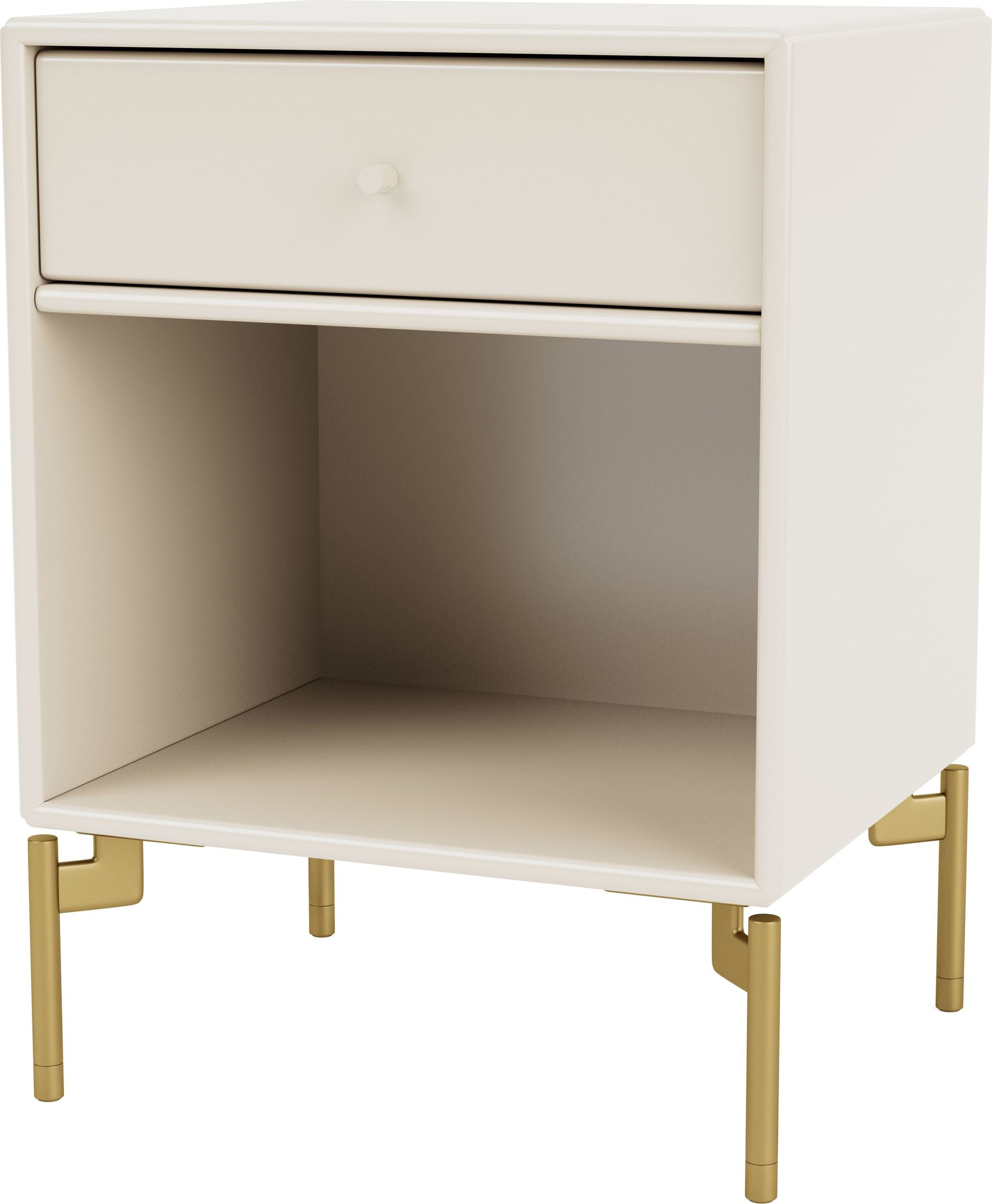 Dream Nachtschrank hellbeige auf Messingbeinen