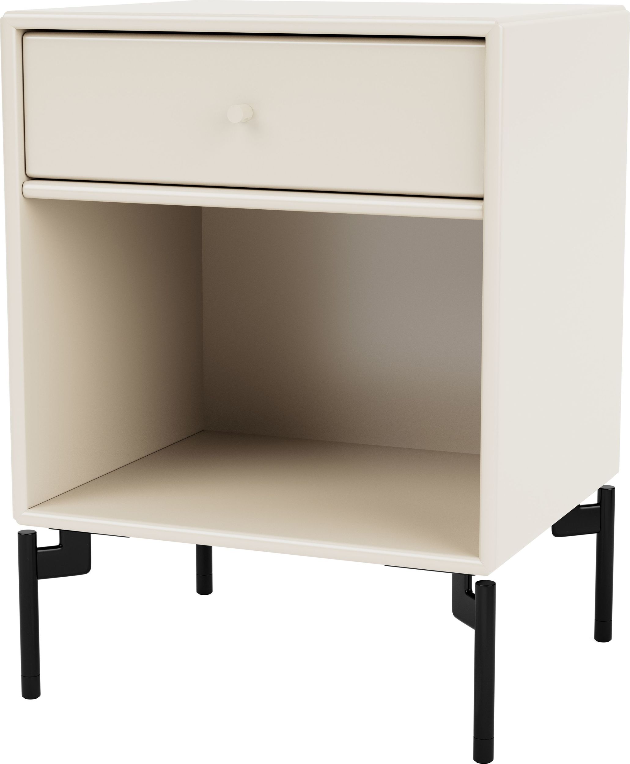 Dream Nachtschrank hellbeige mit schwarzen Beinen