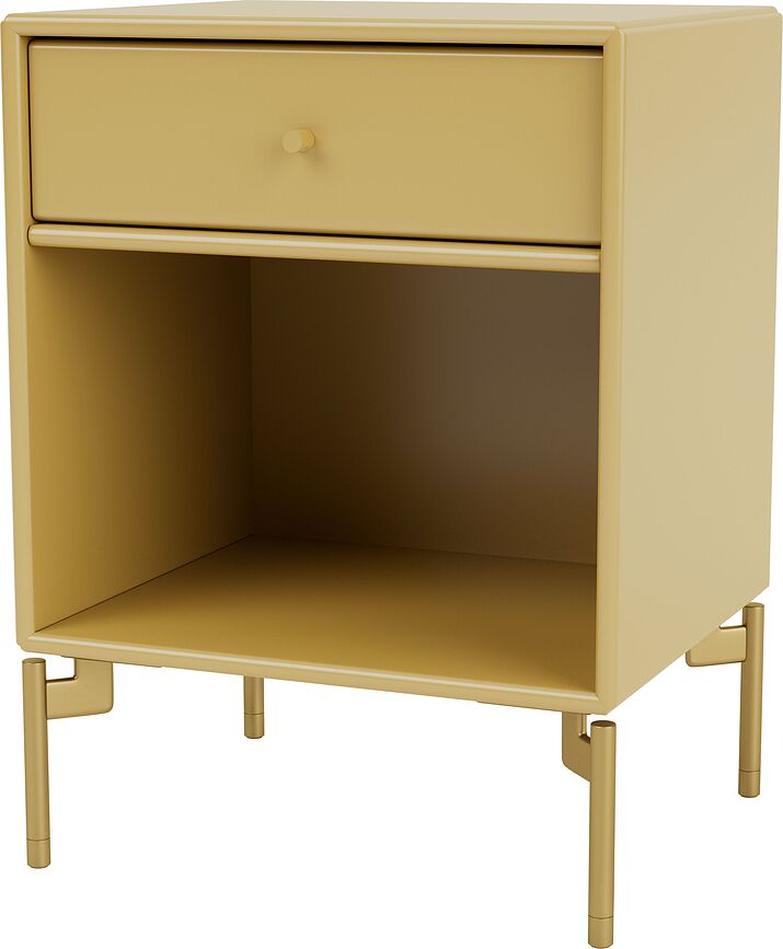 Dream Nachtschrank senffarbig auf Messingbeinen