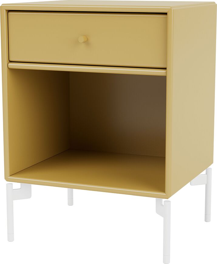 Dream Nachtschrank senffarbig auf weißen Beinen