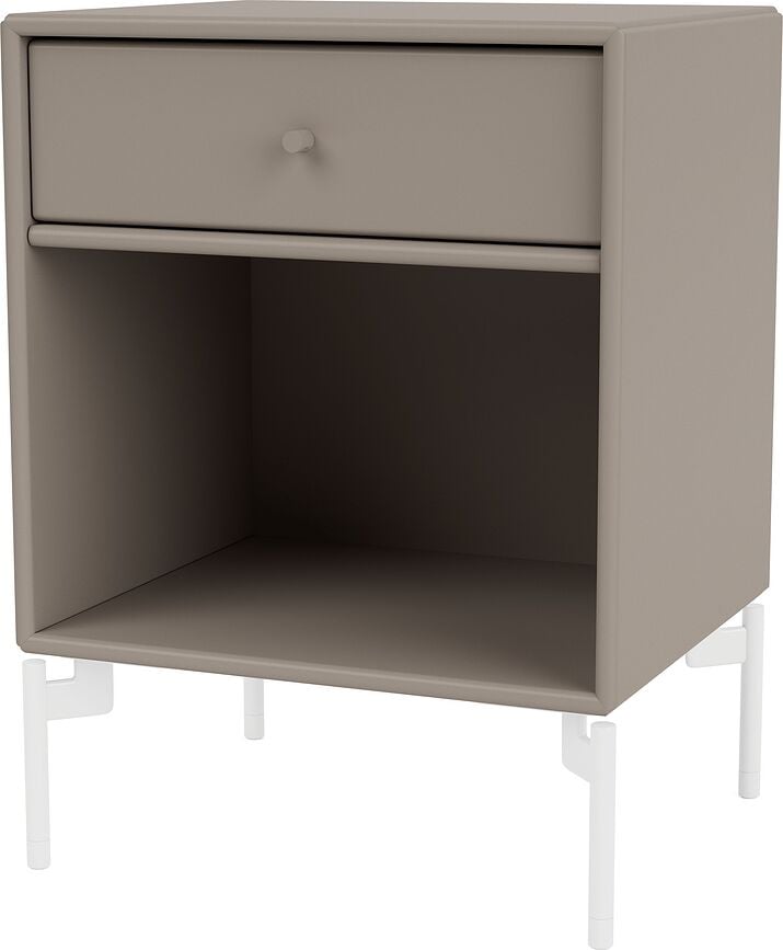 Dream Nachtschrank trüffelfarben auf weißen Beinen