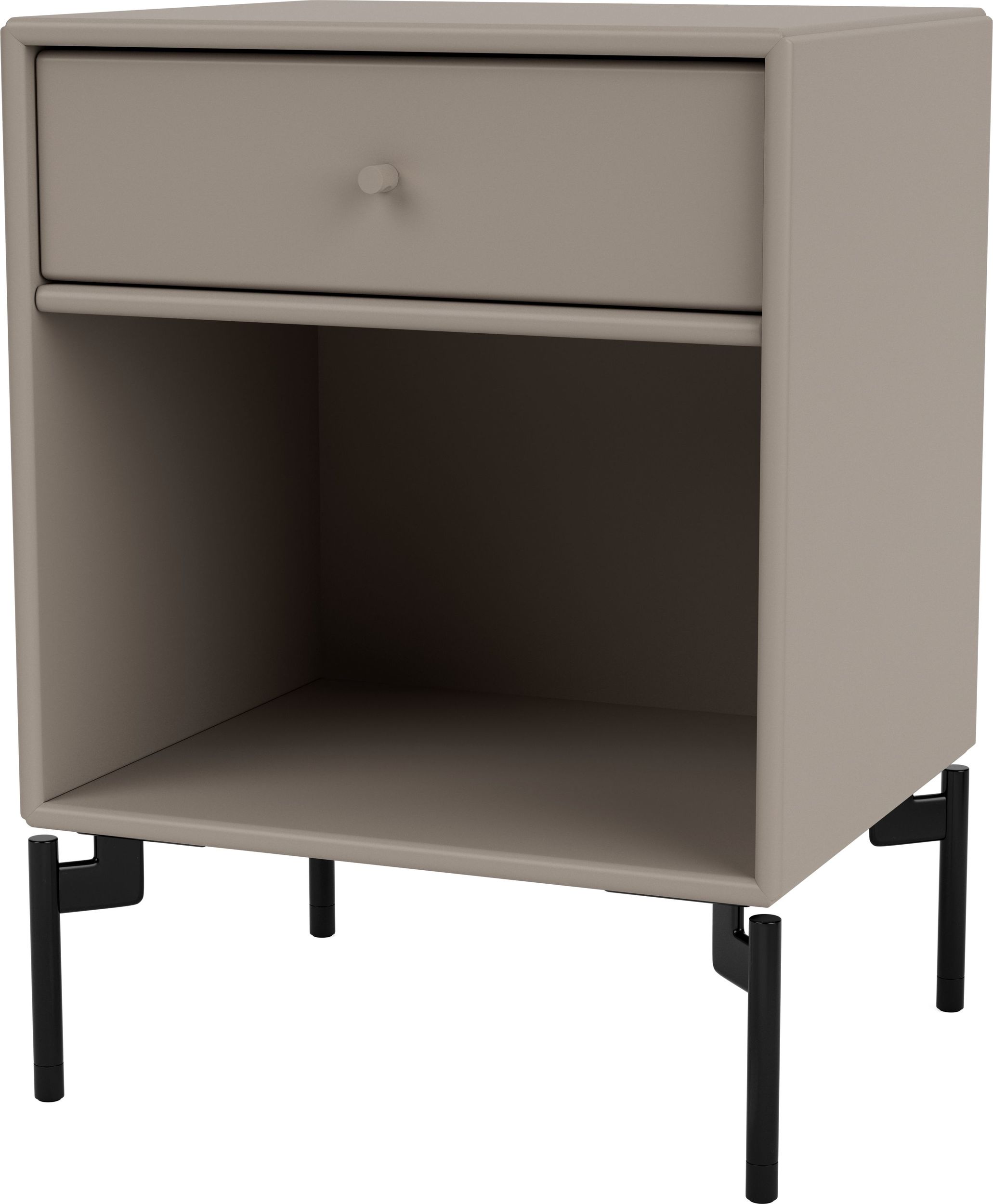 Dream Nachtschrank trüffelfarben mit schwarzen Beinen