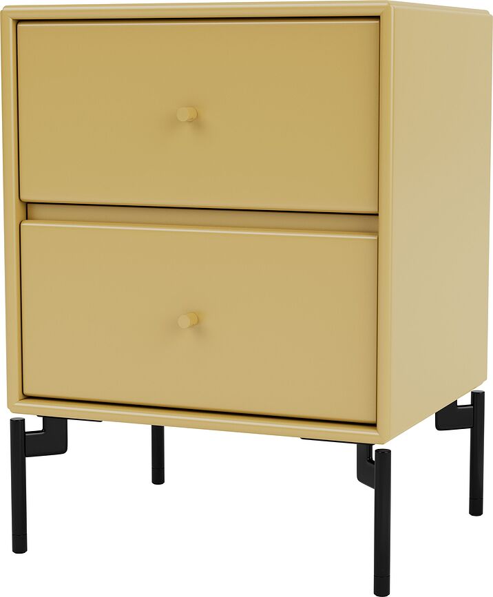 Drift Nachtschrank senffarbig mit schwarzen Beinen