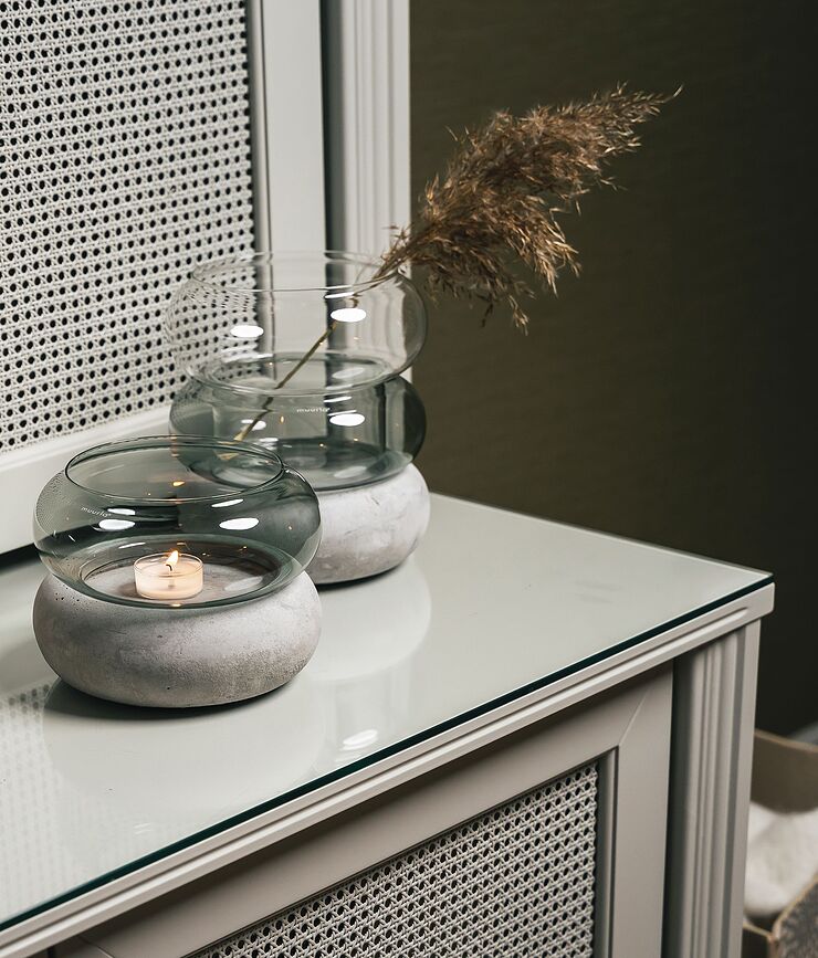 Bagel Βάζο ή Κηροπήγιο, 18,5 cm, γκρι