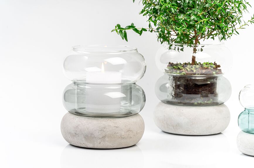 Bagel Vase ou Bougeoir, 18,5 cm, gris