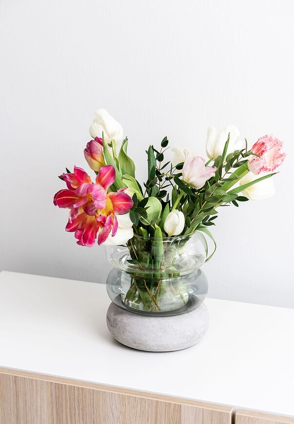 Bagel Vase ou Bougeoir, 18,5 cm, gris