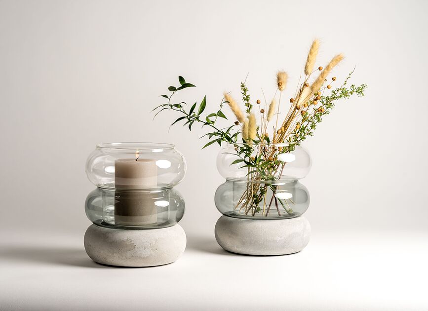 Bagel Vase ou Bougeoir, 18,5 cm, gris