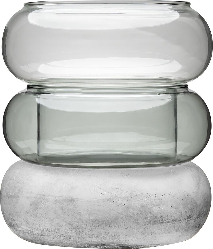 Bagel Vase ou Bougeoir, 18,5 cm, gris