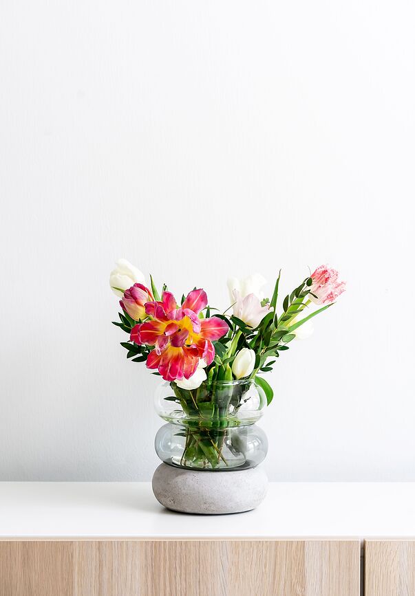 Bagel Vase ou Bougeoir, 18,5 cm, gris