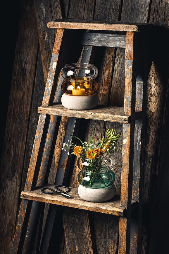 Bagel Vaza ali svečnik, 12 cm, jantarni