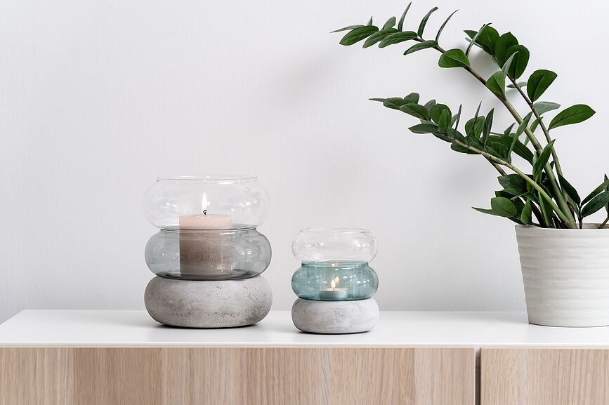 Bagel Vaza ali svečnik, 18,5 cm, siva