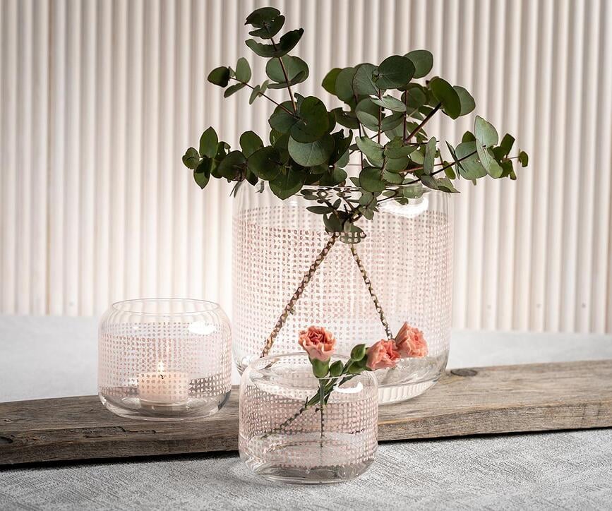 Portavelas de cristal Twine, 17 cm