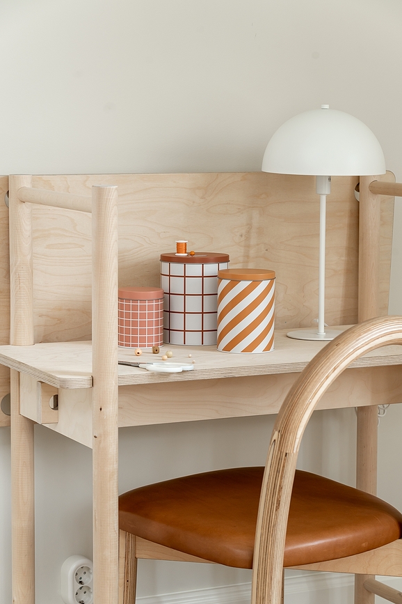 Checks & Stripes Δοχεία Αποθήκευσης, ροζ, ώχρα και καφέ, 3 τμχ