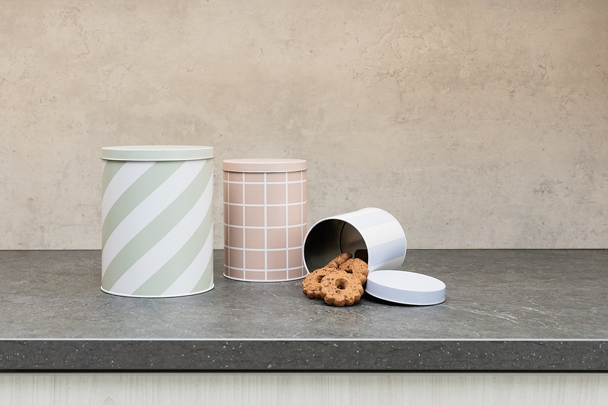 Checks & Stripes Spremnici za Pohranu ružičasti oker smeđi 3 kom.