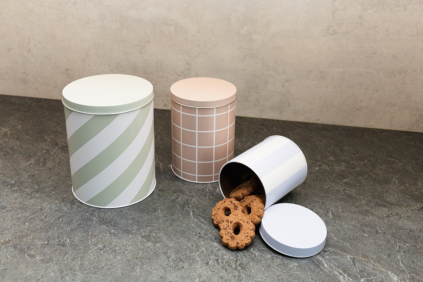 Checks & Stripes Spremnici za Pohranu ružičasti oker smeđi 3 kom.