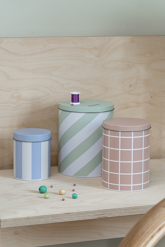 Checks & Stripes Spremnici za Pohranu ružičasti oker smeđi 3 kom.