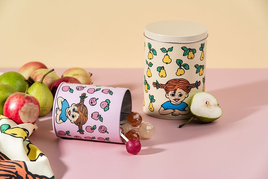 Contenedores Muurla Pippi Calzaslargas, estampado de frutas, 2 unidades