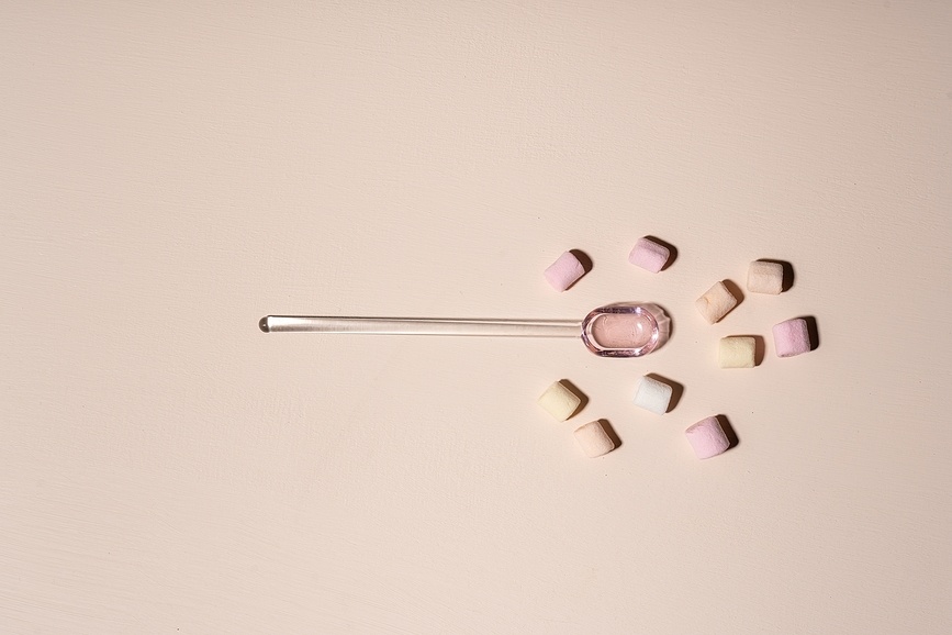 Cucharilla de cristal Muurla, 15,5 cm, rosa