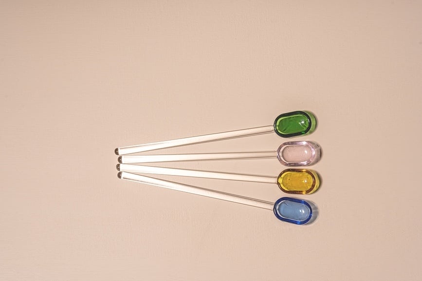 Cucharilla de cristal Muurla, 15,5 cm, rosa