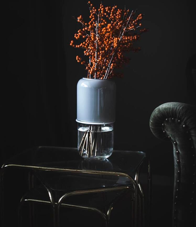 Jarrón con altura regulable Capsule, color menta