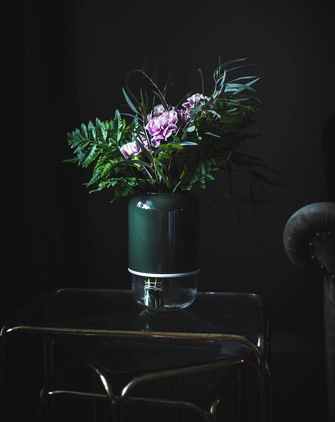 Jarrón con altura regulable Capsule, color menta