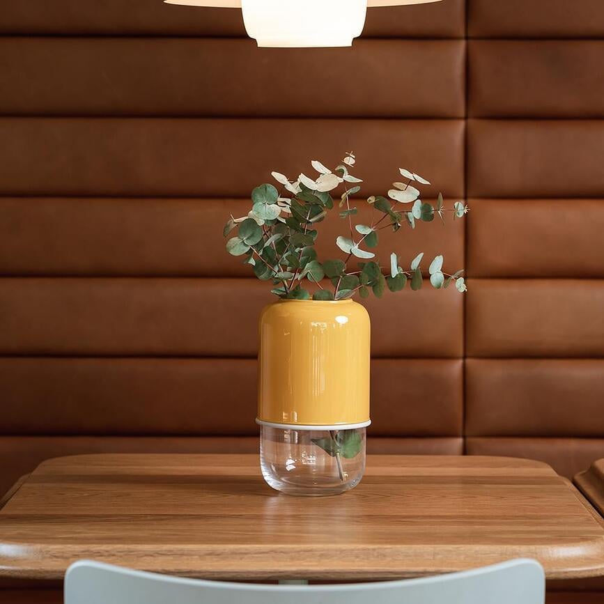 Jarrón con altura regulable Capsule, color menta