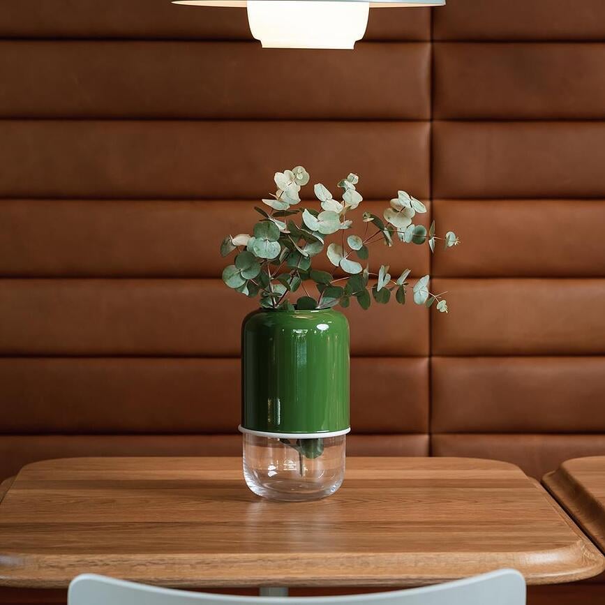 Jarrón con altura regulable Capsule, color menta