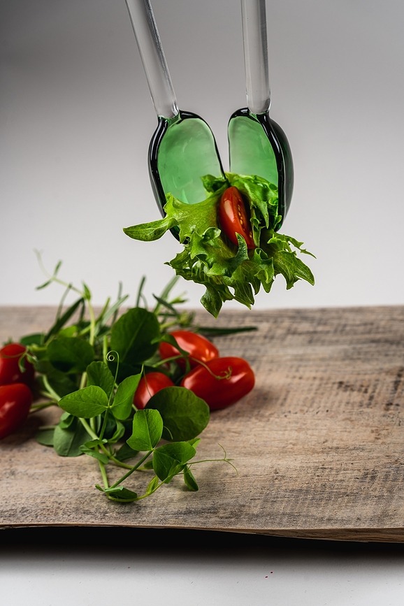 Muurla Cuillères à salade en verre, vertes, Lot de 2