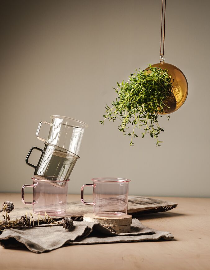 Muurla Κούπα 350 ml, γυάλινη, ροζ