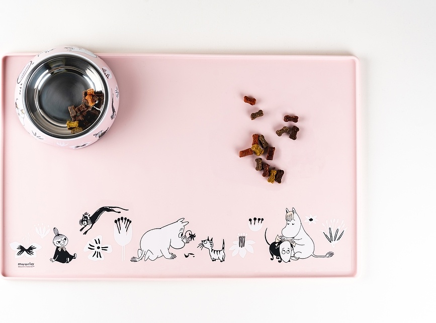 Muurla Moomin Tapis de Gamelle pour chien ou chat, 30 x 48 cm, rose