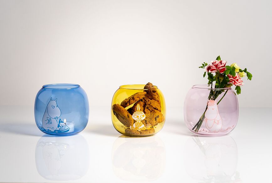 Muurla Muminmama Svečnik za čajne svečke, 9,5 cm, jantarni