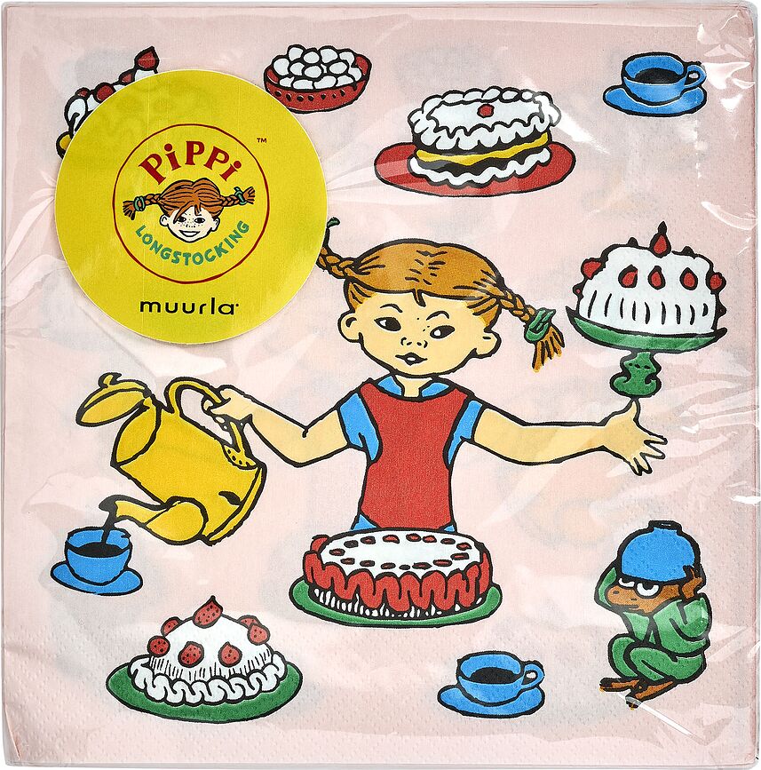 Muurla Pippi Χαρτοπετσέτες, σχέδιο Pippi's Birthday, 20 τμχ
