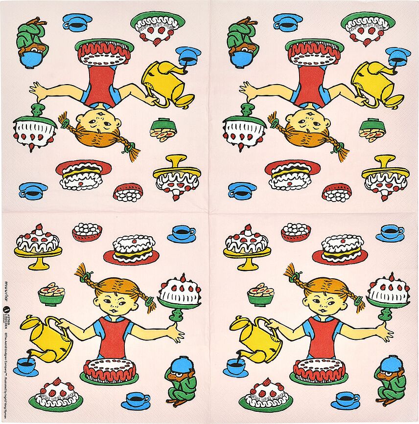 Muurla Pippi Longstocking Serviettes en Papier, motif Anniversaire de Pippi, Lot de 20