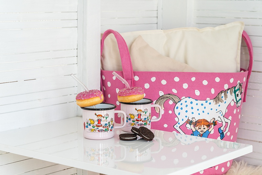 Muurla Pippi Pończoszanka Panier de Rangement, motif Pippi et le Cheval, 30 L