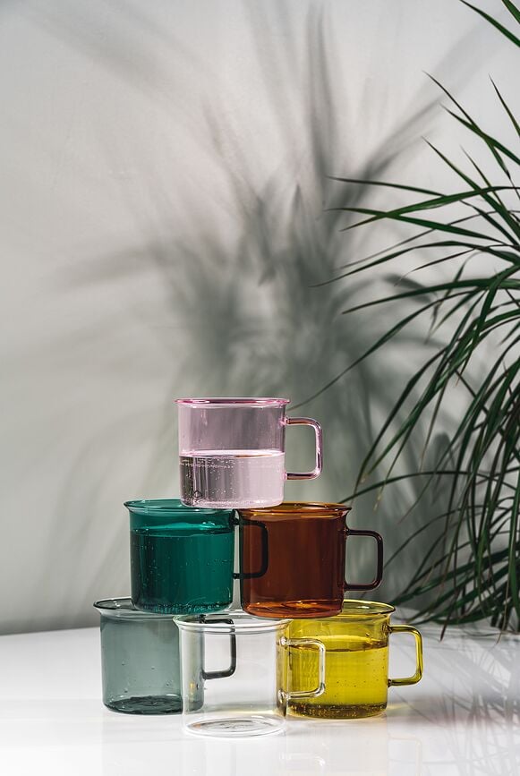 Muurla Šalica 350 ml staklena ružičasta