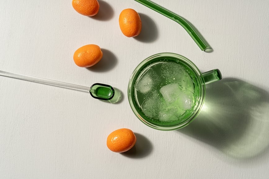 Muurla Šalica 350 ml staklena ružičasta