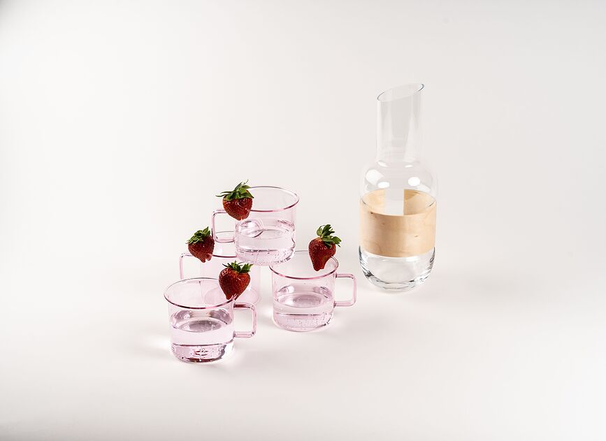 Muurla Skodelica, 350 ml, roza, steklena